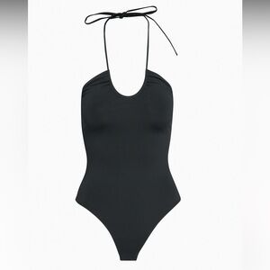 Aritzia Babaton Black Contour Criss Cross Bodysuit Size S